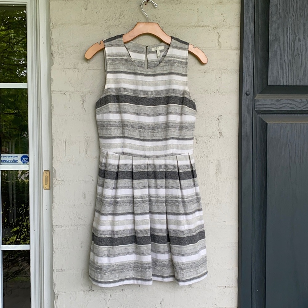 Joie Gray and White Striped Dress